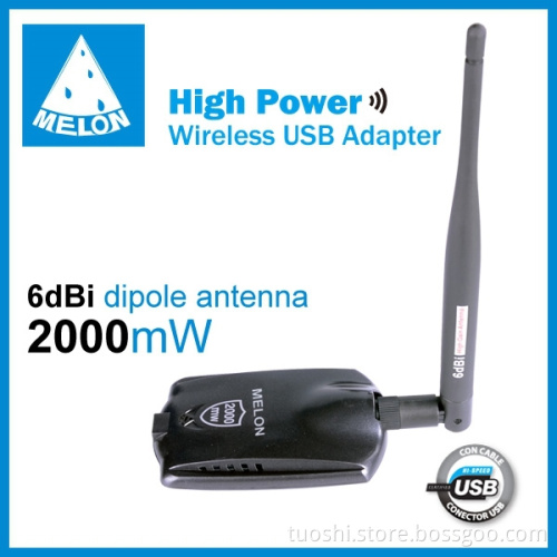 Melon 2000mW ralink wifi usb adapter 6dbi , 150Mbps Model N2000